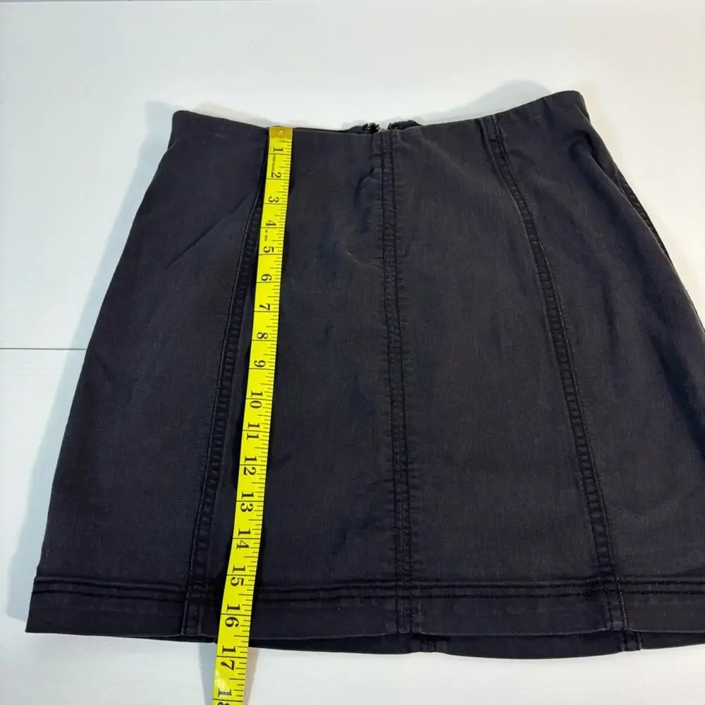 Free People Black Denim Mini Skirt Size 12 G0136